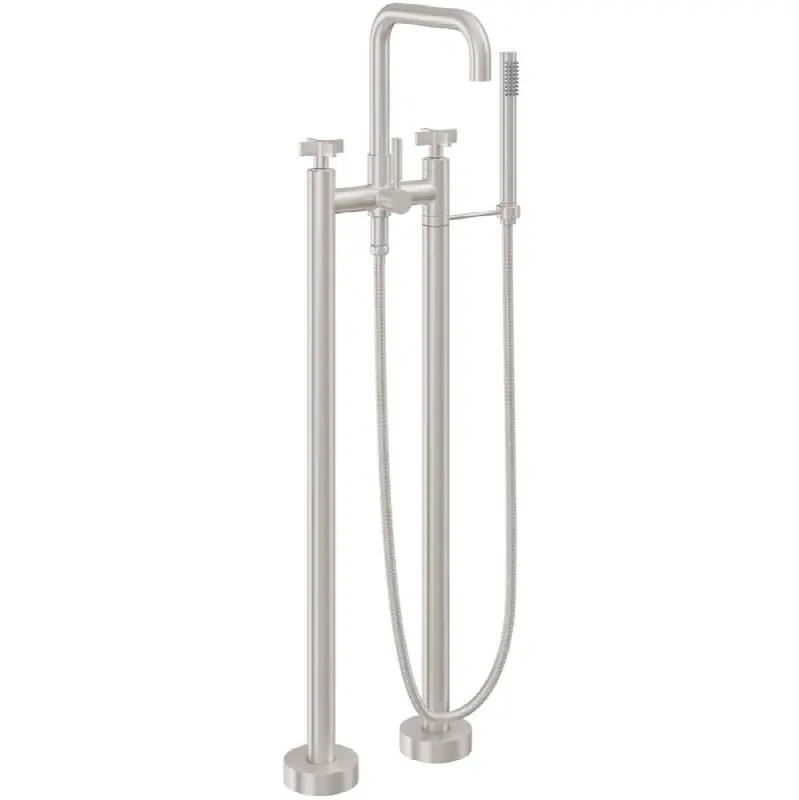 Contemporary Floor Mount Tub Filler - Quad Spout