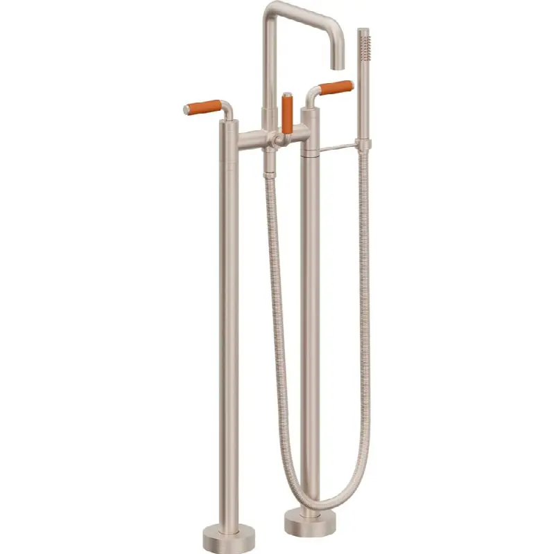 Contemporary Floor Mount Tub Filler - Quad Spout