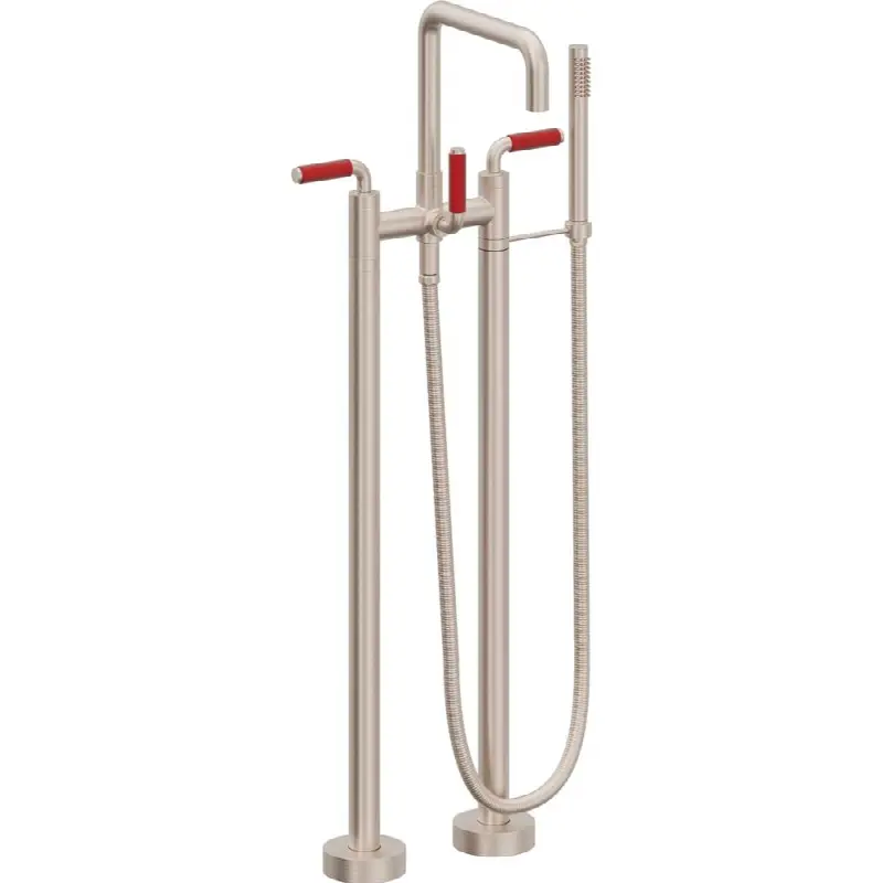 Contemporary Floor Mount Tub Filler - Quad Spout