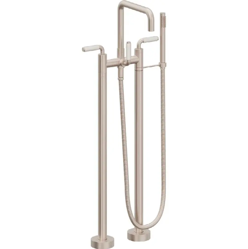 Contemporary Floor Mount Tub Filler - Quad Spout