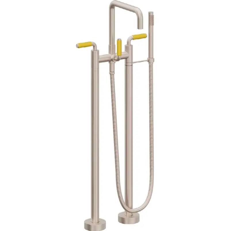 Contemporary Floor Mount Tub Filler - Quad Spout