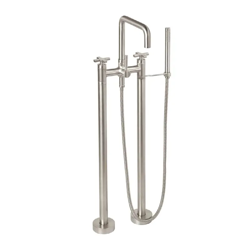 Contemporary Floor Mount Tub Filler - Quad Spout