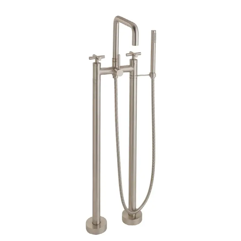 Contemporary Floor Mount Tub Filler - Quad Spout
