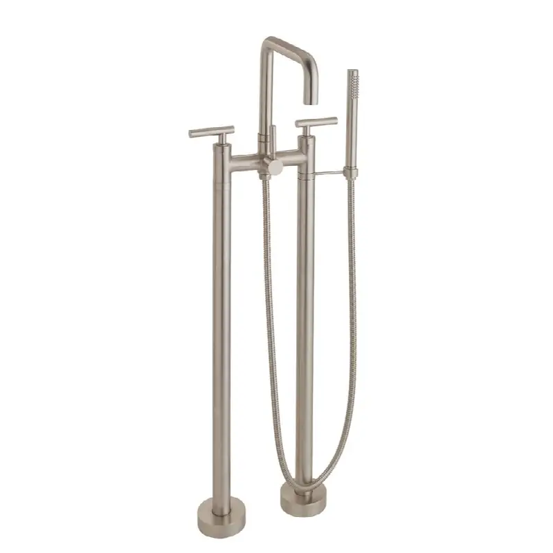 Contemporary Floor Mount Tub Filler - Quad Spout