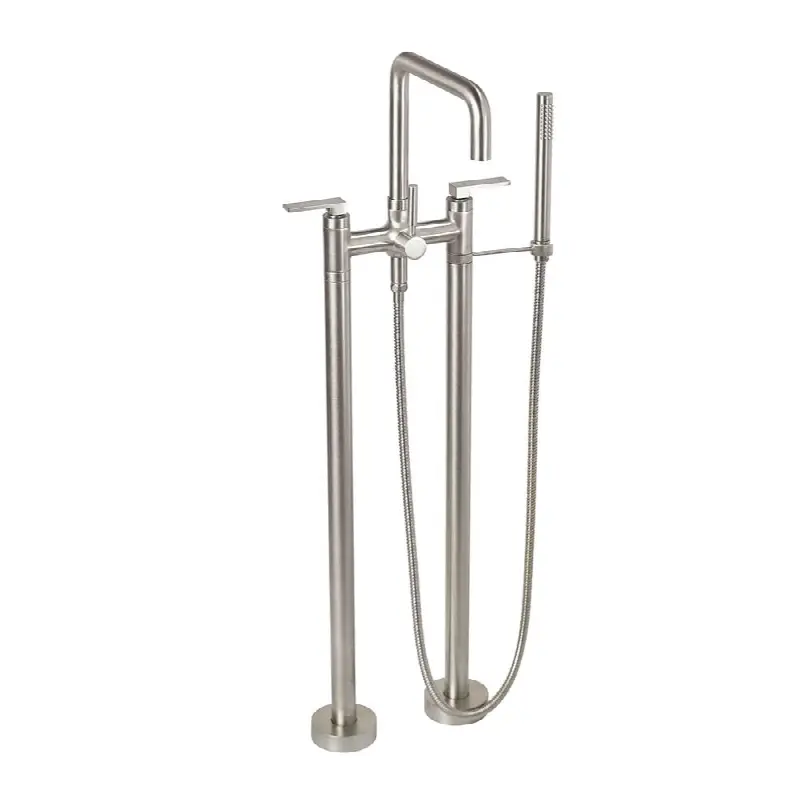 Contemporary Floor Mount Tub Filler - Quad Spout