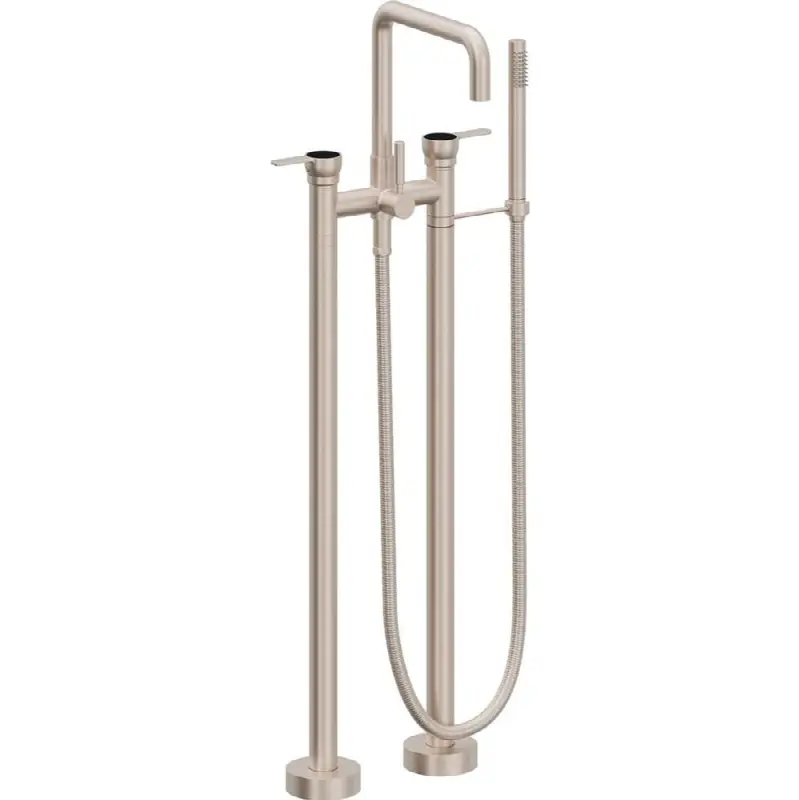Contemporary Floor Mount Tub Filler - Quad Spout