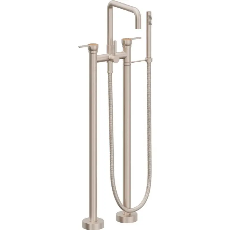 Contemporary Floor Mount Tub Filler - Quad Spout