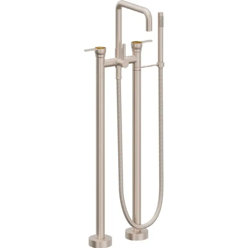 Contemporary Floor Mount Tub Filler - Quad Spout