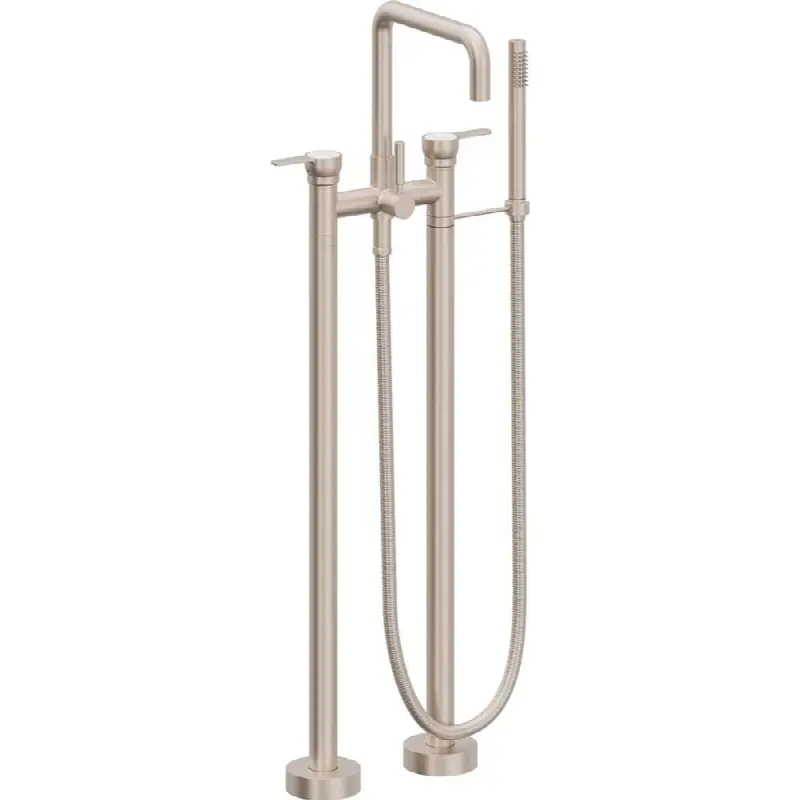 Contemporary Floor Mount Tub Filler - Quad Spout