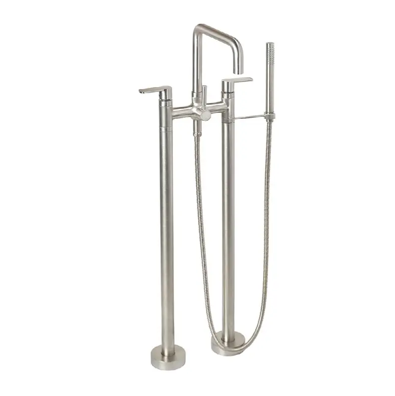Contemporary Floor Mount Tub Filler - Quad Spout