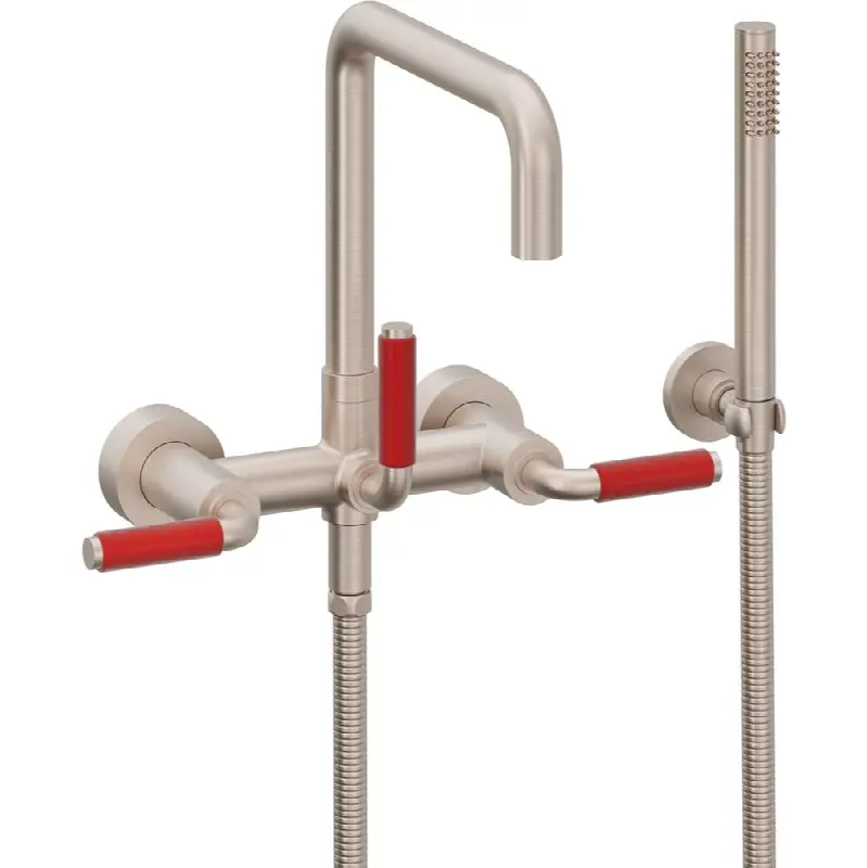 Contemporary Wall Mount Tub Filler - Quad Spout