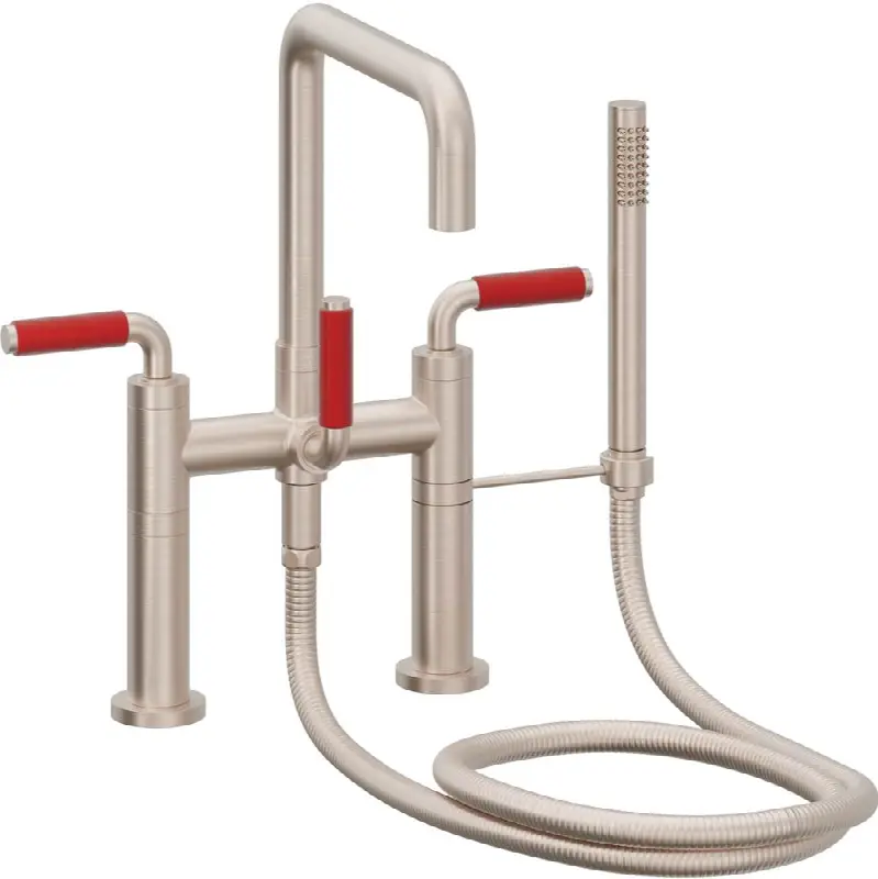 Contemporary Deck Mount Tub Filler - Quad Spout