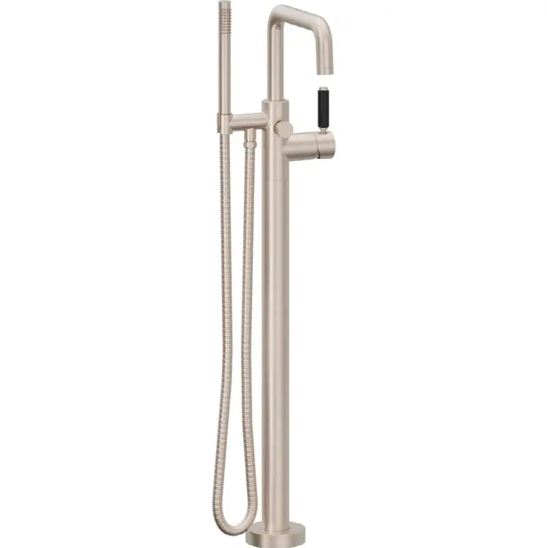 Contemporary Single Hole Floor Mount Tub Filler - Quad Spout