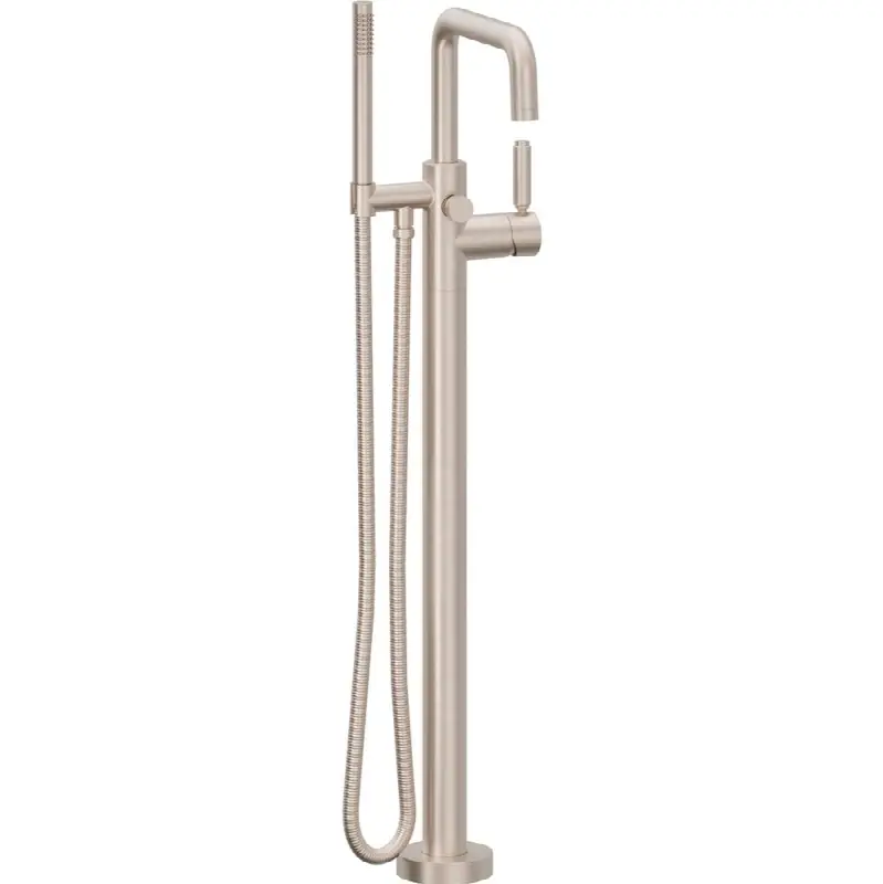 Contemporary Single Hole Floor Mount Tub Filler - Quad Spout