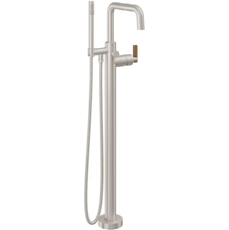 Contemporary Single Hole Floor Mount Tub Filler - Quad Spout