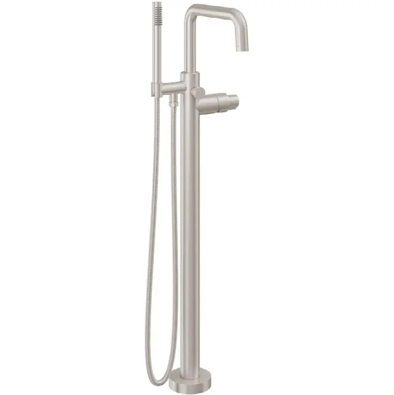 Contemporary Single Hole Floor Mount Tub Filler - Quad Spout