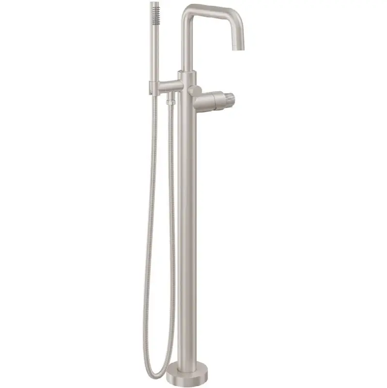 Contemporary Single Hole Floor Mount Tub Filler - Quad Spout