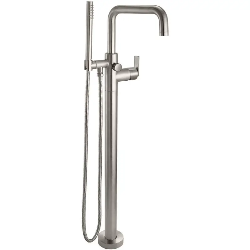 Contemporary Single Hole Floor Mount Tub Filler - Quad Spout