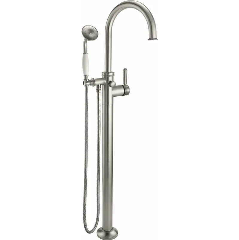 Traditional Single Hole Floor Mount Tub Filler - Arc Spout
