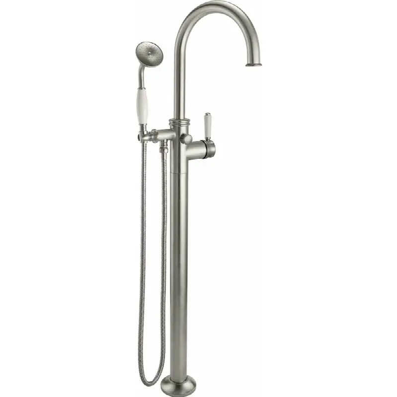 Traditional Single Hole Floor Mount Tub Filler - Arc Spout