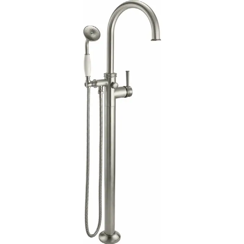 Traditional Single Hole Floor Mount Tub Filler - Arc Spout
