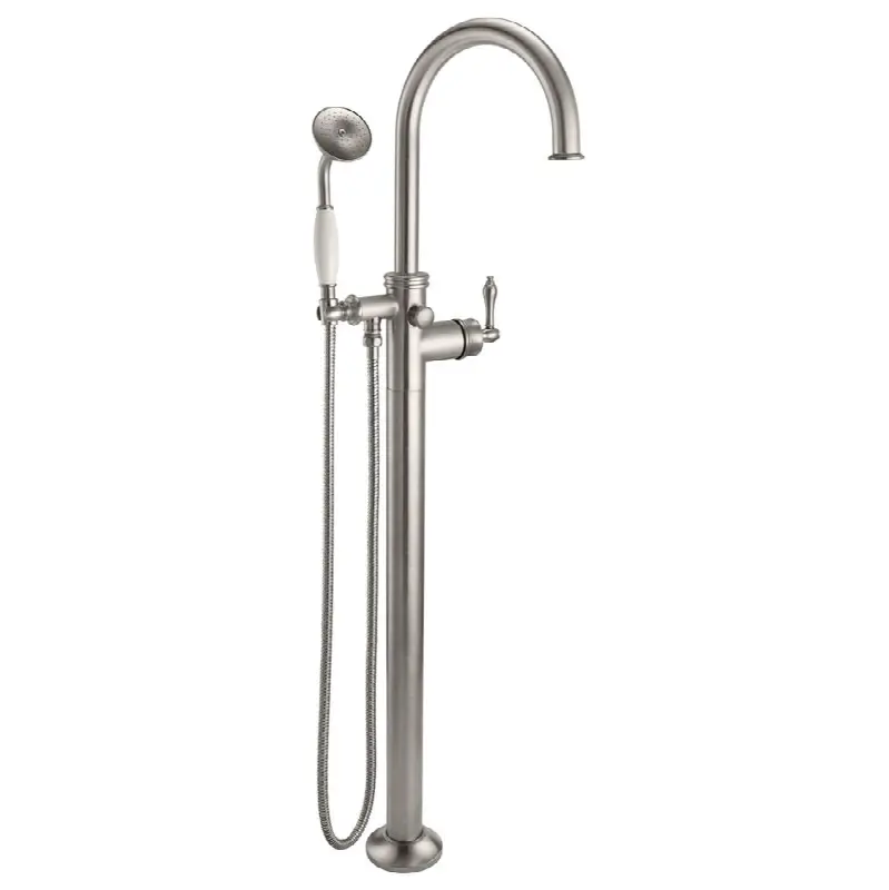 Traditional Single Hole Floor Mount Tub Filler - Arc Spout