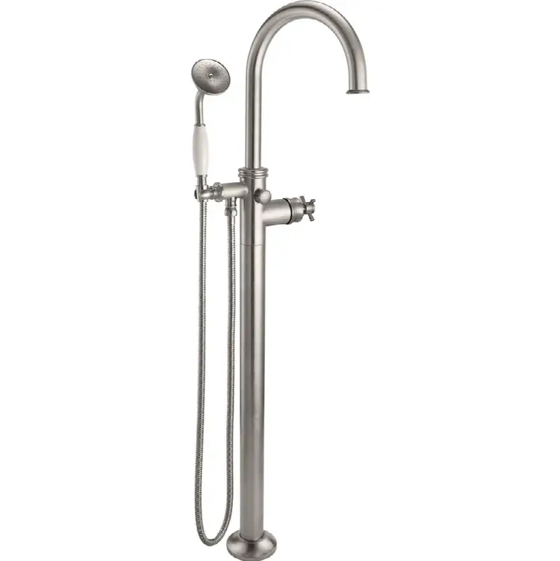 Traditional Single Hole Floor Mount Tub Filler - Arc Spout