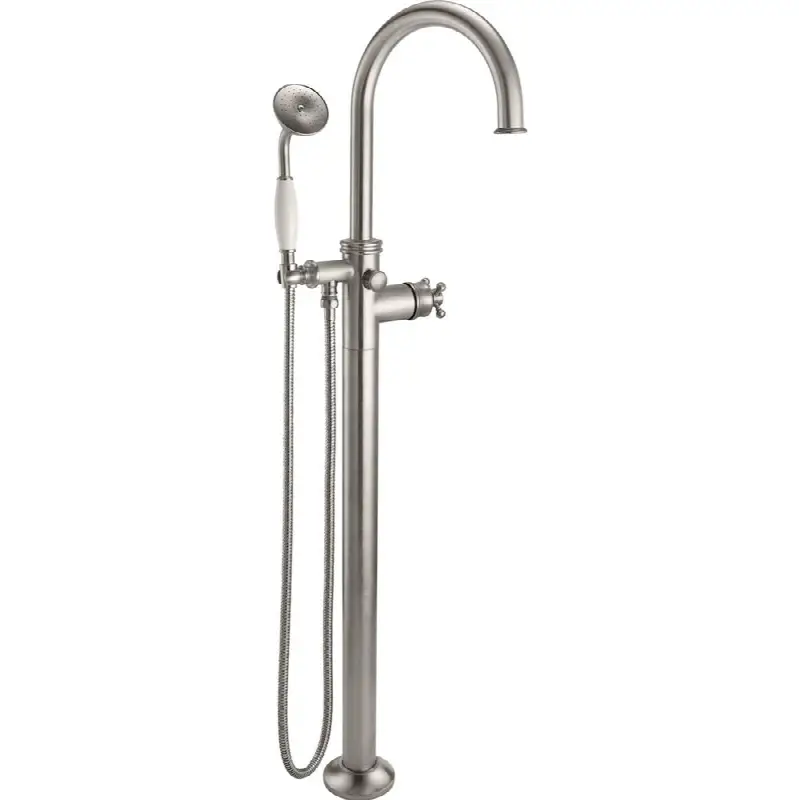Traditional Single Hole Floor Mount Tub Filler - Arc Spout