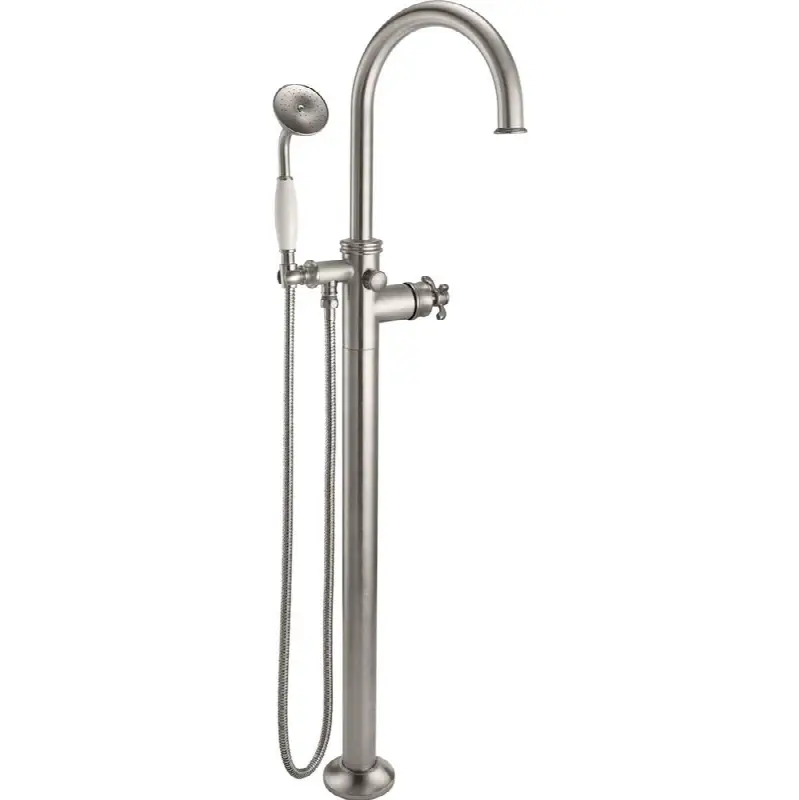 Traditional Single Hole Floor Mount Tub Filler - Arc Spout
