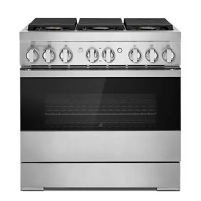 36" Pro-Range Dual Fuel, Noir Style, 3-20K, 2-15K, 5K, Dual Fan Multi- Mode True Convection