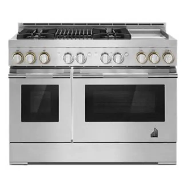 48" Pro-Range Dual Fuel, Rise Style, Grill/Griddle, 2-20K, 15K, 5K, Dual Fan Multi-Mode True Convection
