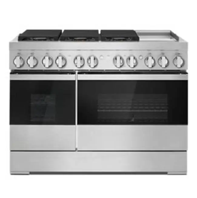 48" Pro-Range Dual Fuel, Steam, Noir Style, Griddle, 3-20K, 2-15K, 5K, Dual Fan Multi-Mode True Convection