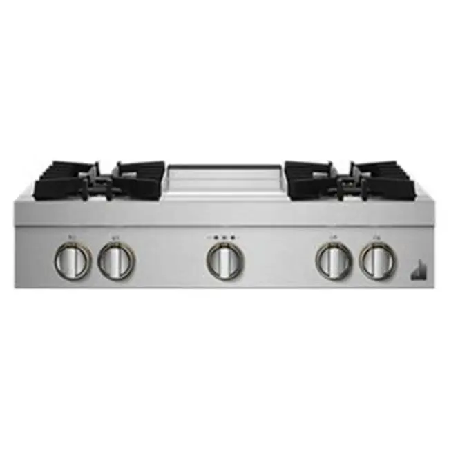 36" Rangetop, Rise Style, Griddle, 2-20K, 15K, 5K-500 Simmer