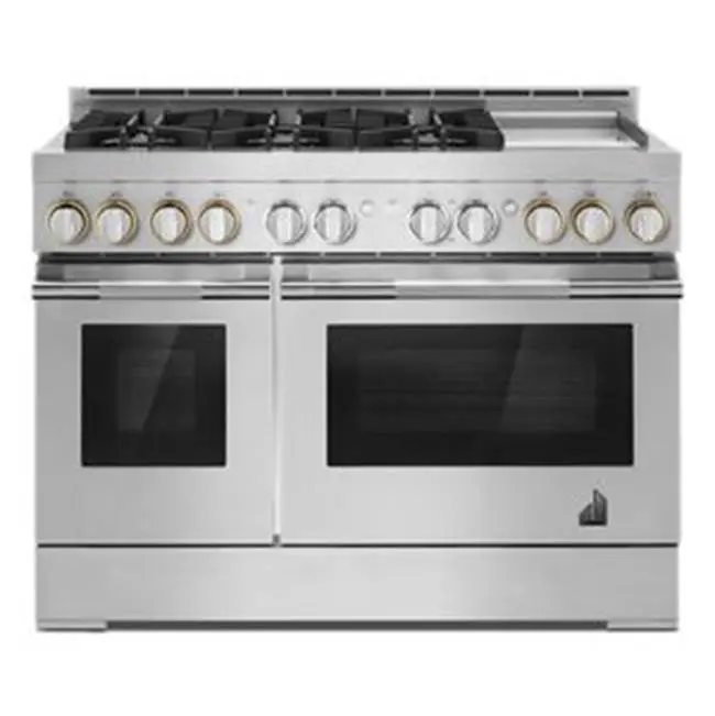 48" Pro-Range Gas, Noir Style, Griddle, 3-20K, 2-15K, 5K, Dual Fan Multi-Mode True Convection