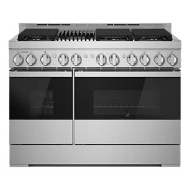 48" Pro-Range Gas, Steam, Noir Style, Griddle, 3-20K, 2-15K, 5K, Dual Fa N Multi-Mode True Convection