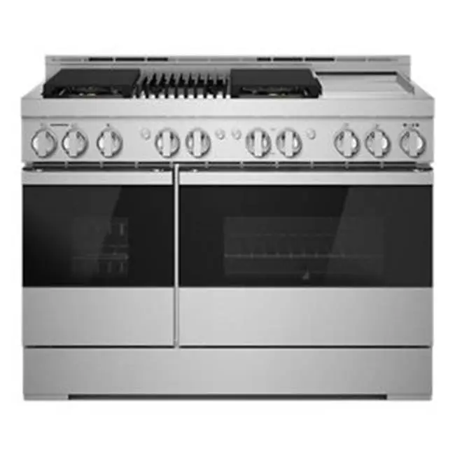 48" Pro-Range Gas, Noir Style, Grill/Griddle, 2-20K, 15K, 5K, Dual Fan M Ulti-Mode True Convection