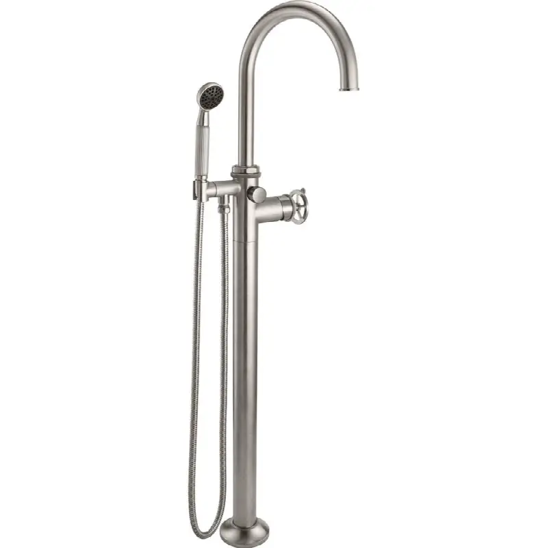 Single Hole Floor Mount Tub Filler- Wheel Handles