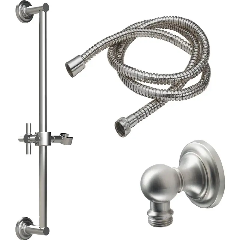 Slide Bar Handshower Kit - Smooth Cross Handle with Concave Base