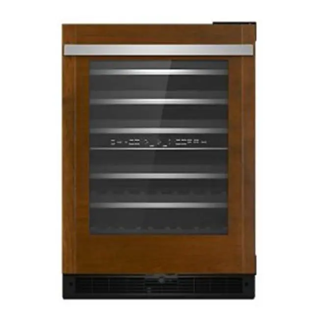 24" Wine Cellar, Overlay, Dual Temp Zone, 6 Extendable Racks, Auto Defrost, Right Hinge, Flush Design