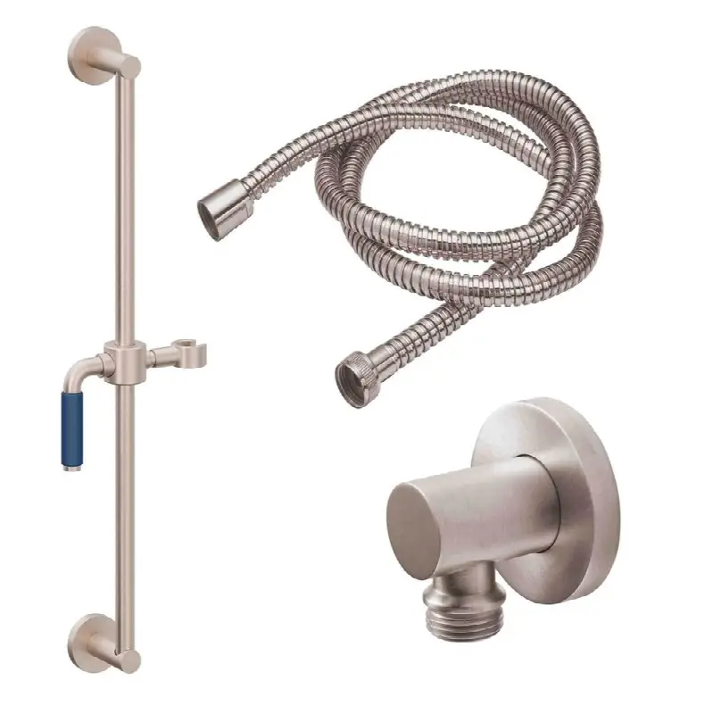 Slide Bar Handshower Kit - Blue Porcelain Lever Handle with Round Base