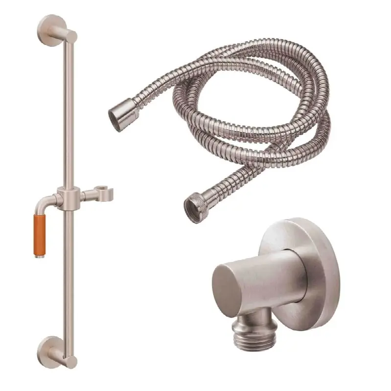 Slide Bar Handshower Kit - Orange Porcelain Lever Handle with Round Base