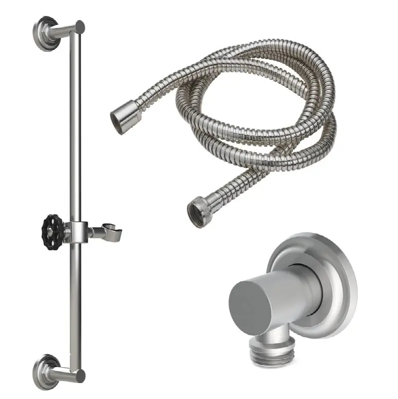 Slide Bar Handshower Kit - Black Wheel Handle with Concave Base