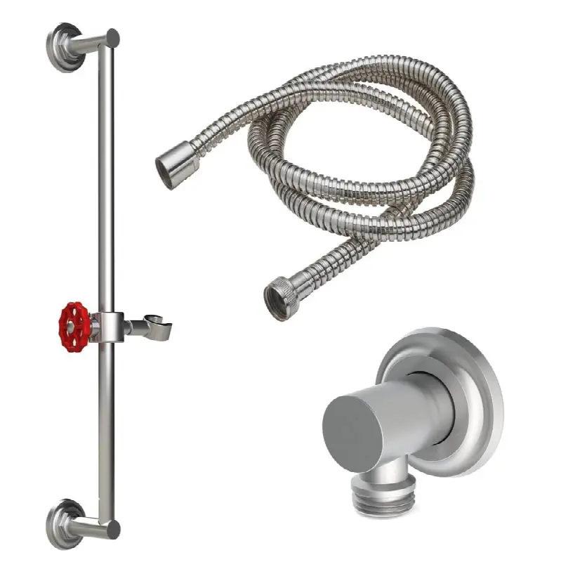 Slide Bar Handshower Kit - Red Wheel Handle with Concave Base