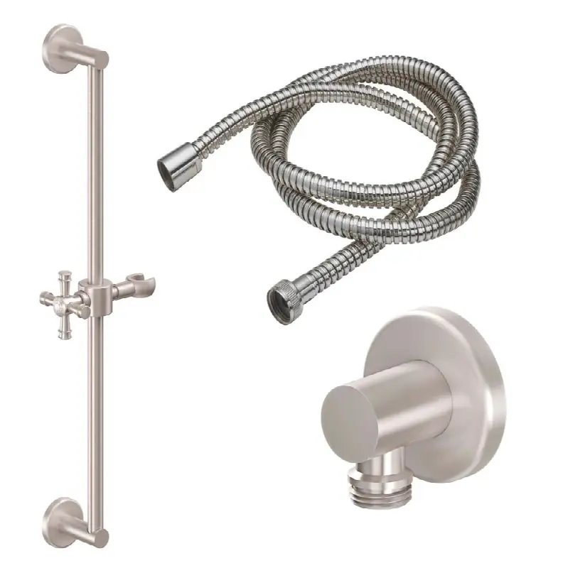 Slide Bar Handshower Kit - Smooth Cross Handle with Round Base