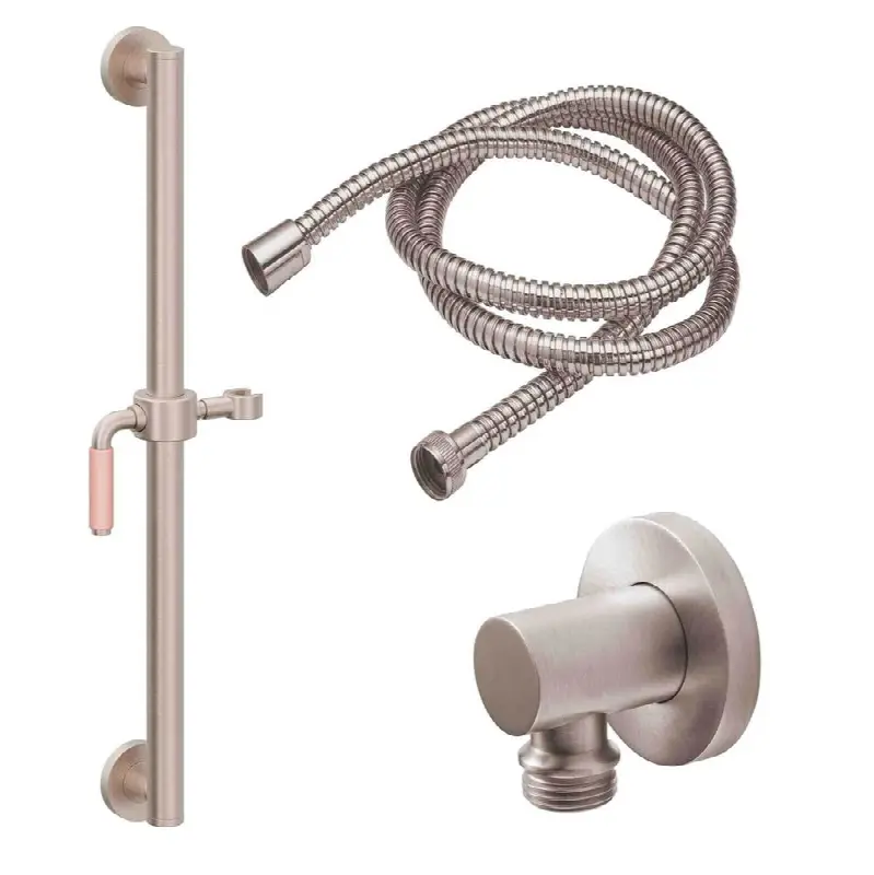 24" Grab Bar Handshower Kit - Pink Porcelain Lever Handle with Line Base
