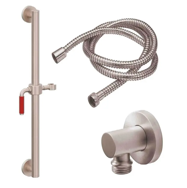 24" Grab Bar Handshower Kit - Red Lever Handle with Line Base