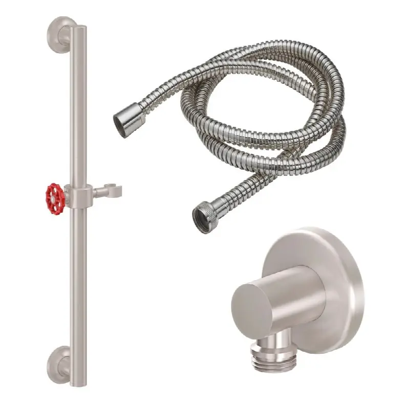 24" Grab Bar Handshower Kit - Red Wheel Handle with Concave Base