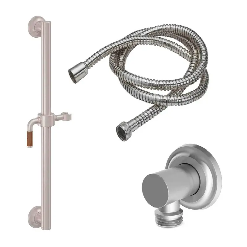 30" Grab Bar Handshower Kit - Teak Lever Handle with Concave Base