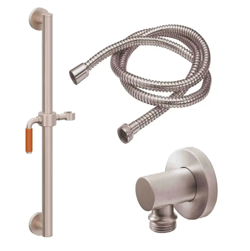 30" Grab Bar Handshower Kit - Orange Porcelain Lever Handle with Line Base
