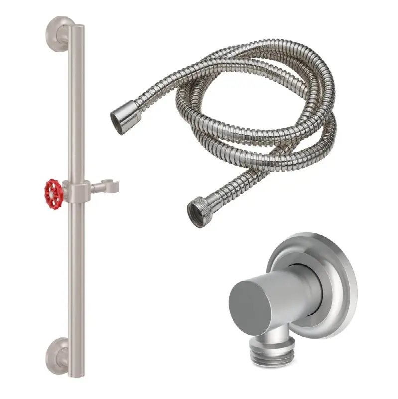 30" Grab Bar Handshower Kit - Red Wheel Handle with Concave Base